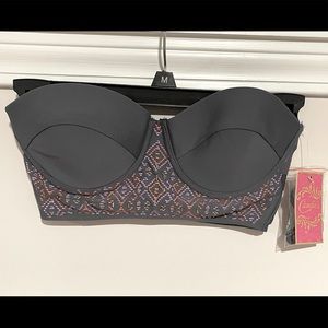 New With Tags Candies Beaded Swimsuit Top Size XSmall Gray
